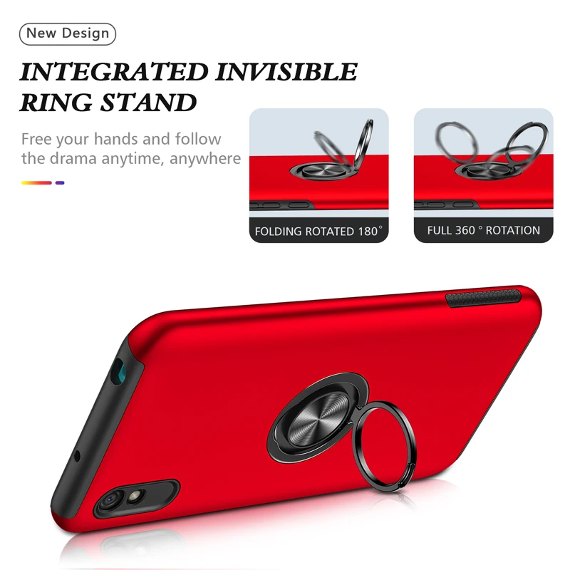 

JKaiSen Hidden Ring Phone Case For Redmi 9 9A 9C Shockproof Luxury Car Bracket Protective Cover For Redmi 9Prime 9Power Case