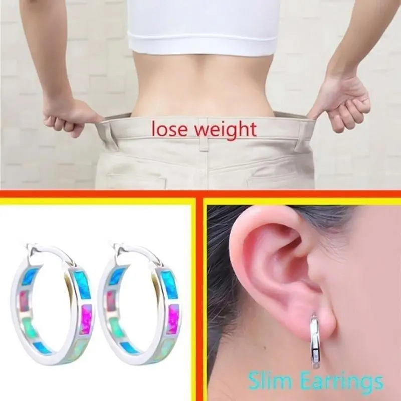 

New Stainless Steel Healthcare Weight Loss Earrings Women's Men's Slimming Healthy Opal Exaggerated Earring