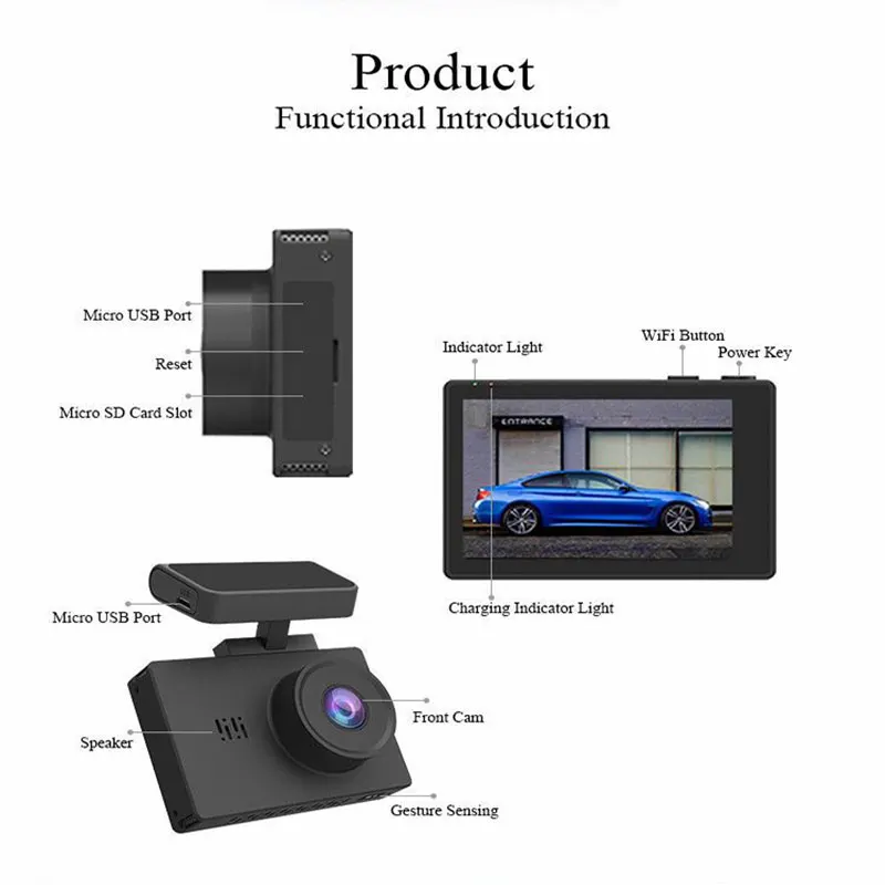 3 Inch OLED Screen 4K 2160P WIFI GPS ADAS Logger Dual Lens Car DVR Sony IMX415 Sensor Night Vision Dual Camera Dash Cam Recorder