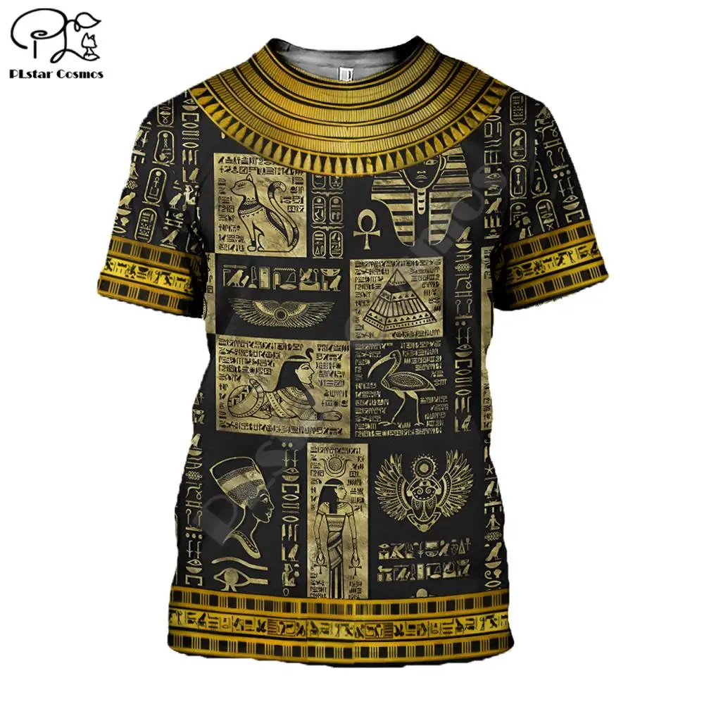 PLstar CosmosHorus Ancient Horus Egyptian God Eye of Egypt Pharaoh Anubis face 3dPrint T-shirt Men/Women Unisex Streetwear S-1