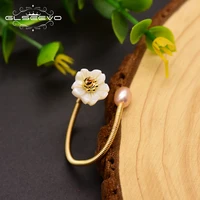 glseevo freshwater pearl natural shell white flower for best friends rings angel girls birthday gifts minimalist jewelry gr0247