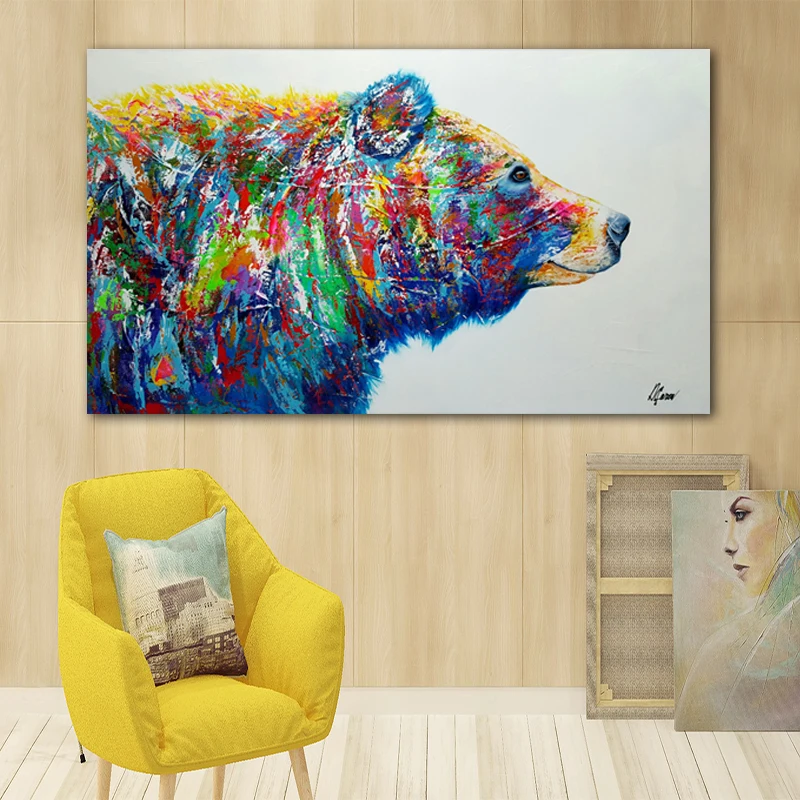 Красочный медведь животные холст живопись плакаты и принты настенные картины