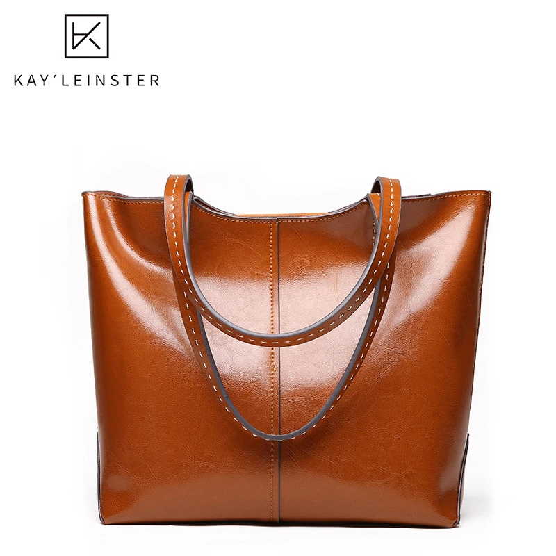 Женские сумки из кожи с масляным воском Большая вместительная женская сумка на