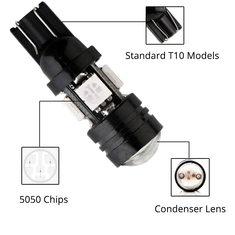 2 шт. светодиодные автолампы белого красного синего цвета 196 168 4SMD 5050 | Лампы и