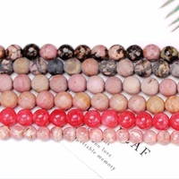 high quality natural rhodonite stone round 468101214mm necklace bracelet jewelry diy gems loose beads 15 inch wk26