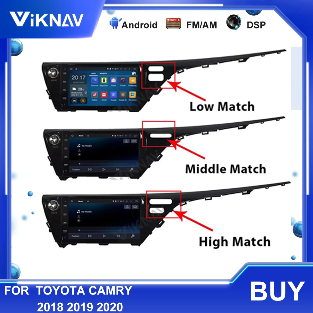 

Автомагнитола на Android с сенсорным экраном для Toyota Camry 2018, 2019, 2020, автомобильное радио, мультимедийный видеоплеер, GPS-навигация, стерео приемни...