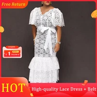 mermaid dress hollow out white elegant party bodycon sexy summer long maxi robe 2022 african high waist trumpet femme vestiods