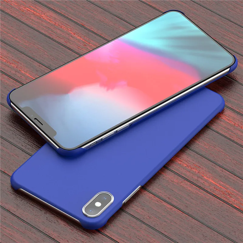 Синий USLION ультратонкий однотонный безрамочный чехол для iPhone 11 Pro Max XR XS Max чехол для iPhone 8 7 6 6s Plus жесткая задняя панель из поликарбоната - Цвет: Синий