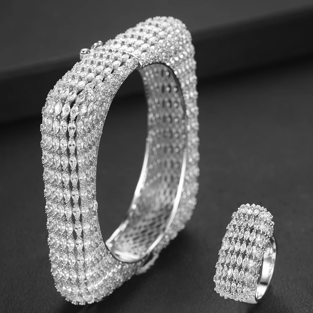 GODKI модный роскошный квадратный браслет кольцо набор украшений для женщин