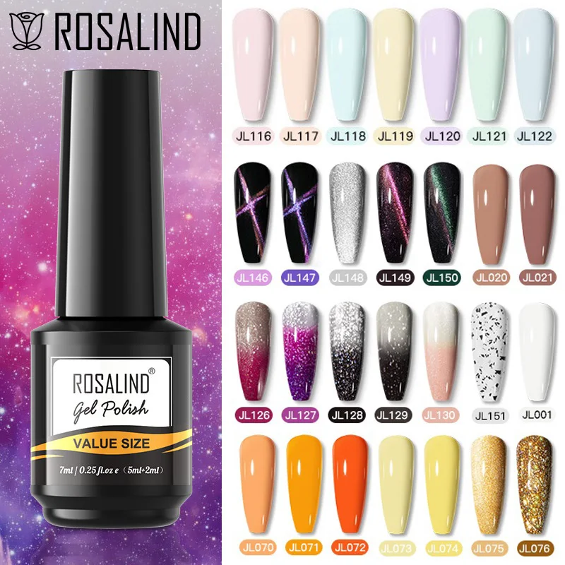 ROSALIND Cat Eyes Gel Nail Polish Semi Permanent Pure Hybrid Varnishes Art Base Top Thermal Temperature Change UV New |