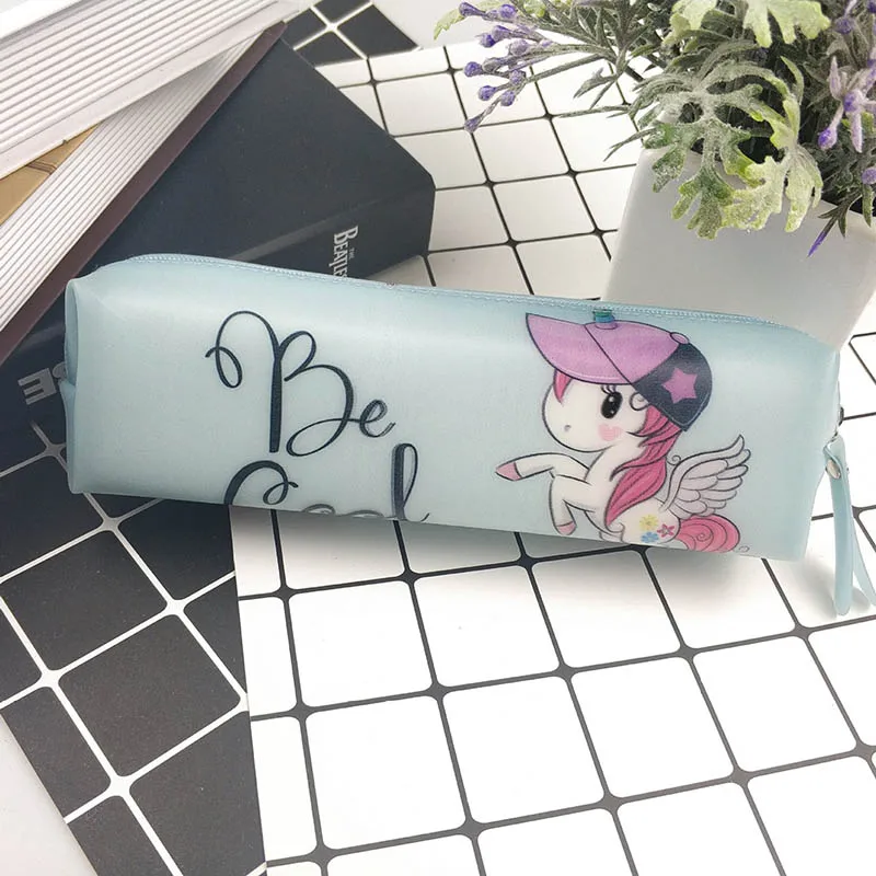 Милые силиконовые чехлы для карандашей коробка пенал Kawaii с единорогом сумки