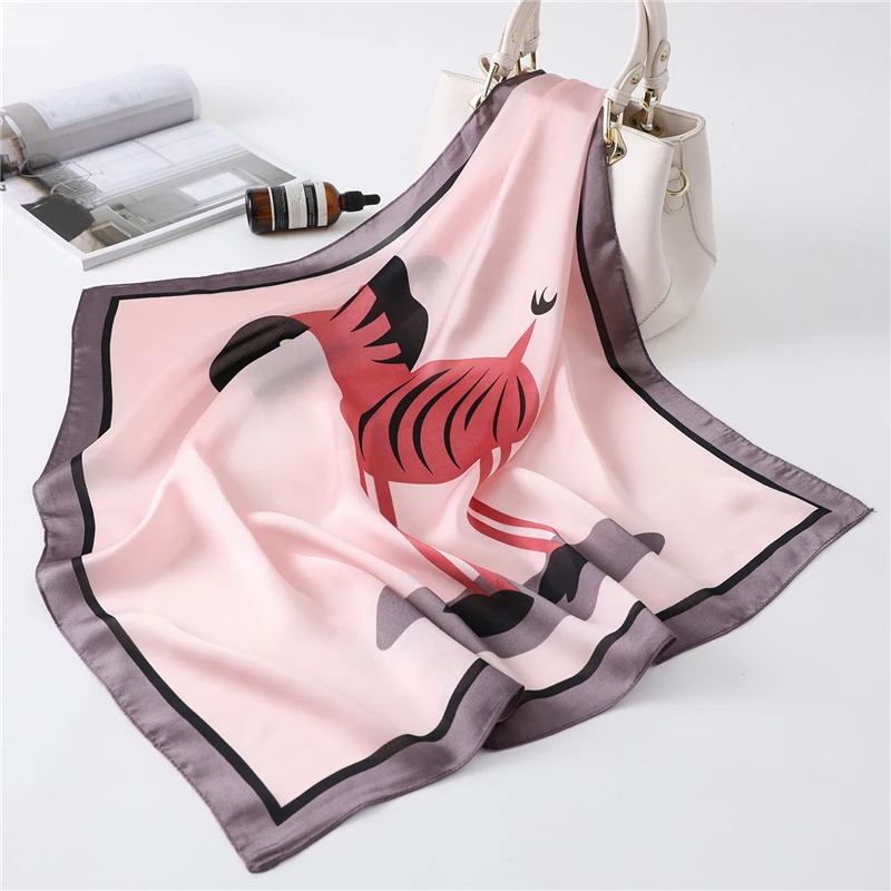 Lady Zijde Haar Sjaal Leuke Animal Print Vierkante Vrouwen Office Neck Sjaals Bandana Sjaals En Wraps Halsdoek 2020 Nieuwe