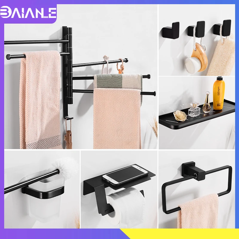 Держатель для полотенец черная алюминиевая вешалка держатель ручка крючок