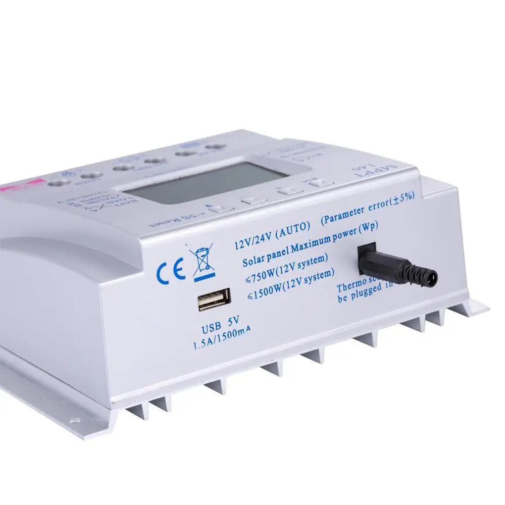 LCD 80A MPPT Солнечный контроллер 12 V/24 V регулятор заряда батареи безопасная защита