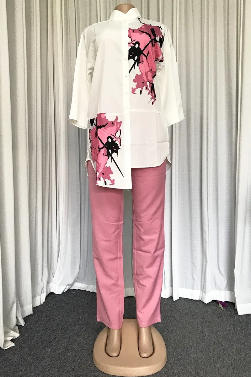 Лето 2020 модные африканские женские комплекты из двух предметов топ и брюки