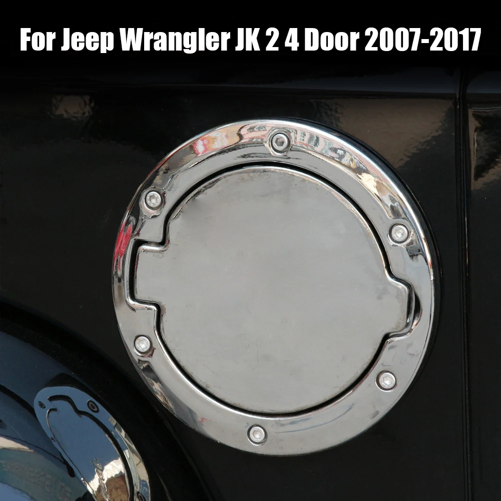 

ABS Non-Locking Fuel Tank Cover for Jeep Wrangler JK 07-17 Rust-Proof Installation Easy Install Aluminum Alloy Chrome-Plated