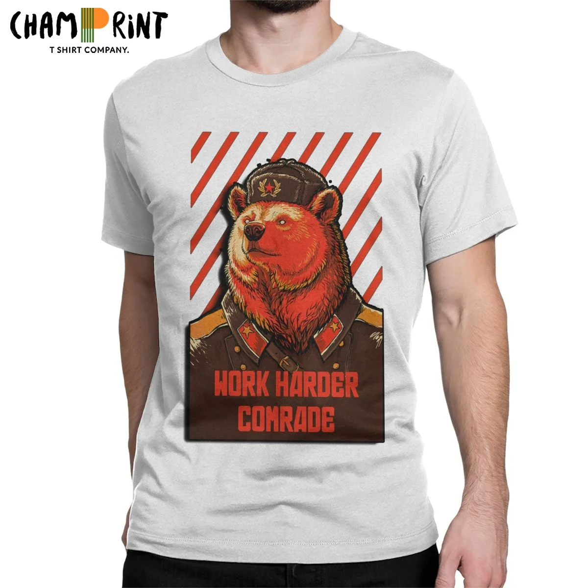 

Мужские футболки с изображением советского медведя, милая забавная одежда с животными из чистого хлопка, Забавные футболки с коротким рука...