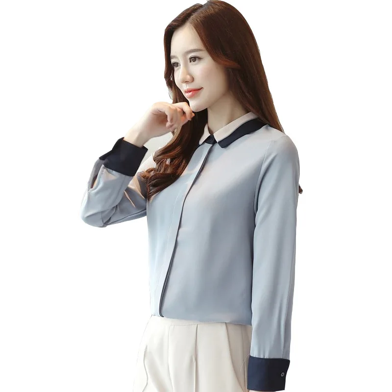 

2019 Spring and Autumn New Style Korean-style Women Chiffon Shirt Female Long Sleeve Casual Base Top Korean-Style White Shirt Wo