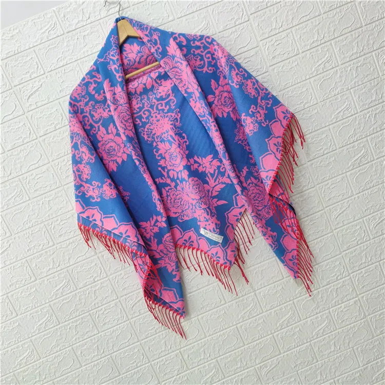 

National Style Is Strengthened Square Women Neckerchief Cashmere Material Lady Muffler Fashion Brand Scarves Foulard En Soie