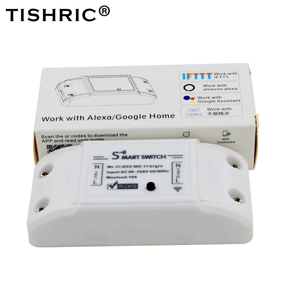 TISHRIC Tuya Wifi Smart Basic Switch 220V/Timer/Module Wireless Remote Home Work with Google Alexa | Электроника