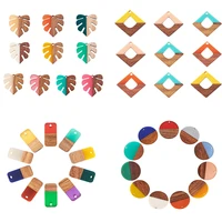 pandahall 50pcs vintage wood resin geometric pendant charms for jewelry making diy necklace connectors earrings pieces supplies