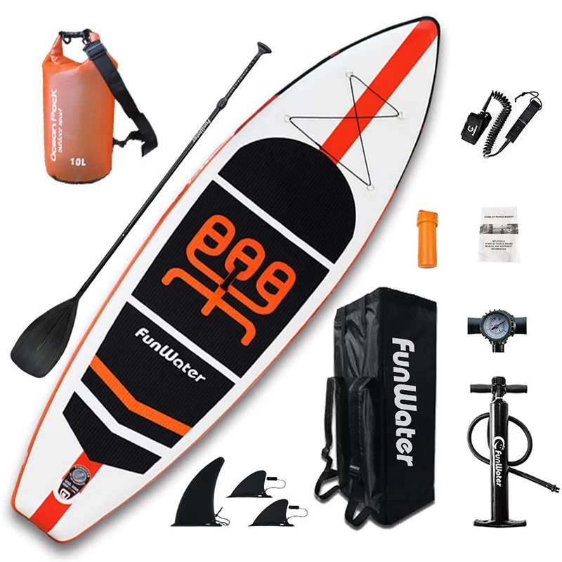 Надувные весла Funwater 11 дюймов × 33 дюйма 6 ультра светильник (17 фунтов) SUP включает в