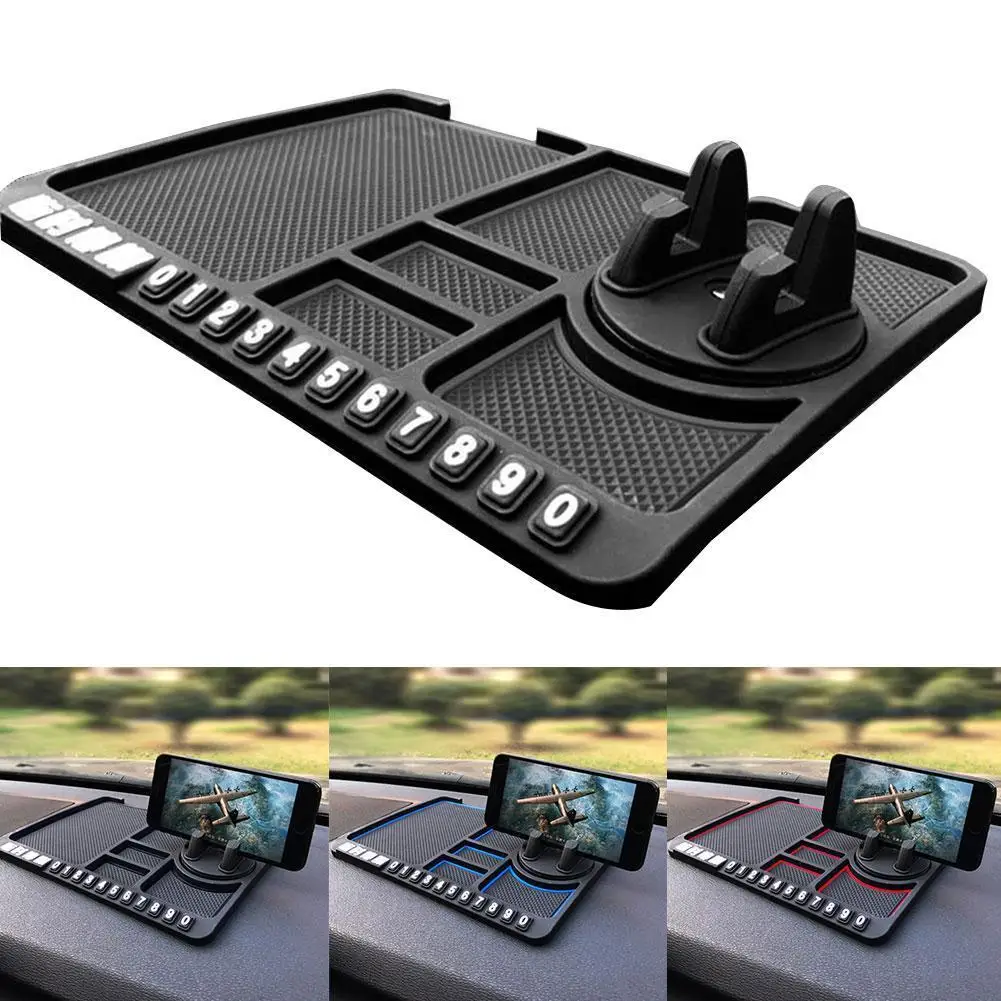 

Car Dashboard Anti-Slip Mat Auto Phone Holder PVC Cushion For Cellphone Bracket Coin Card Storage Temporary Parking Number Plate