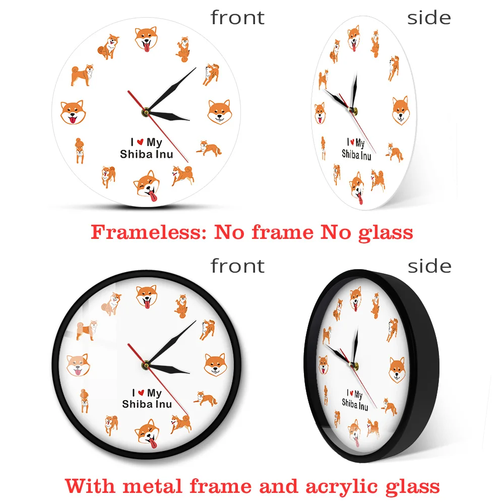 Шиба ину собака домашних животных современные настенные часы детская комната