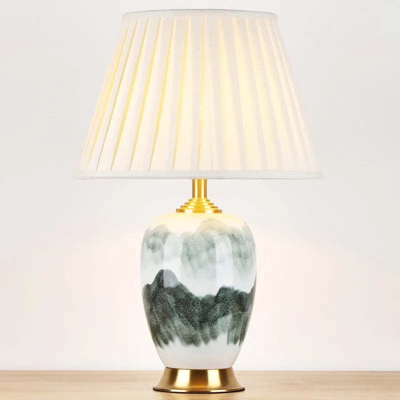 Китайская роспись Керамическая Настольная лампа прикроватная тумбочка