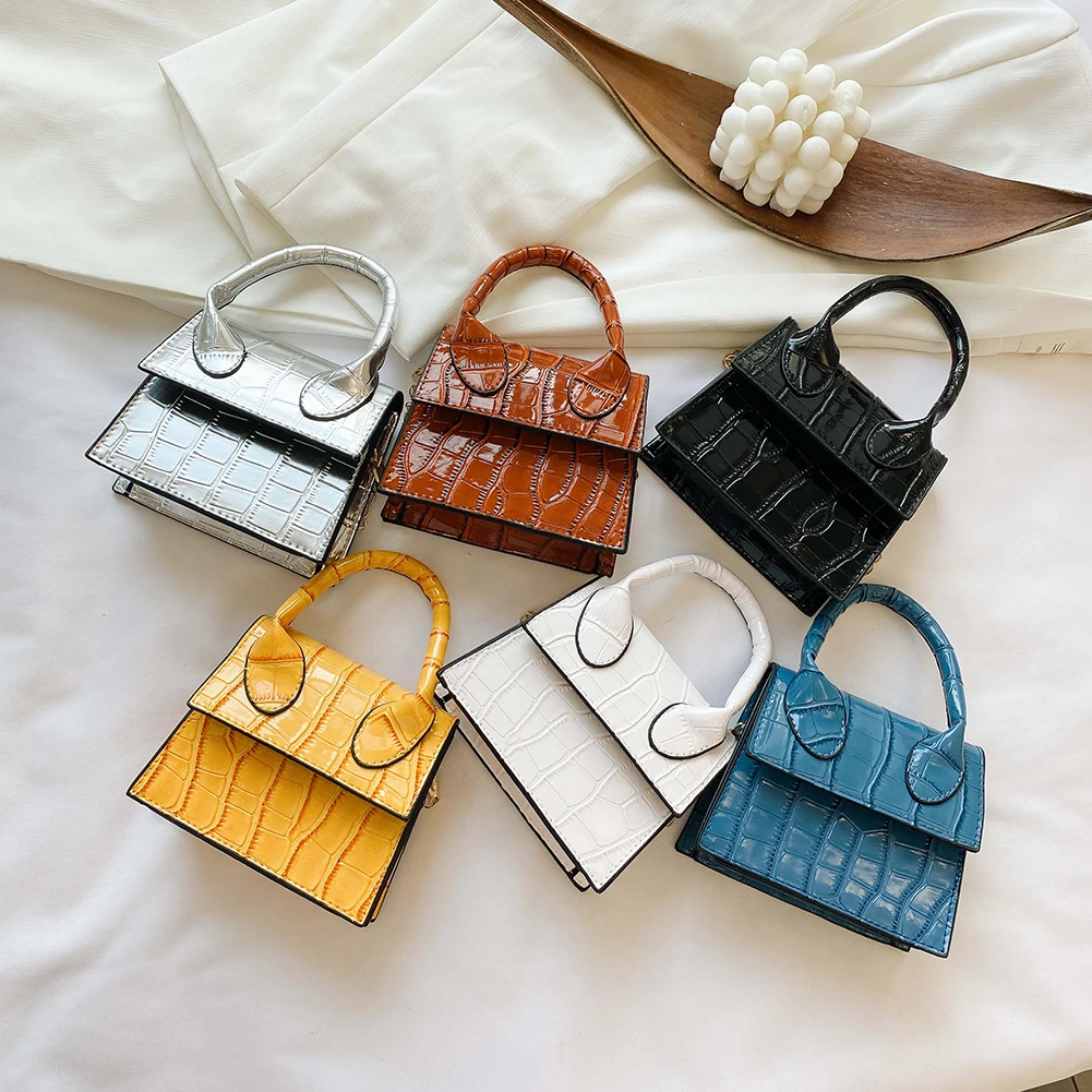 

Mini Small Square Women Shoulder Crossbody Bag Fashion PU Leather Women Handbags Crocodile pattern Chain Shoulder Messenger Bags