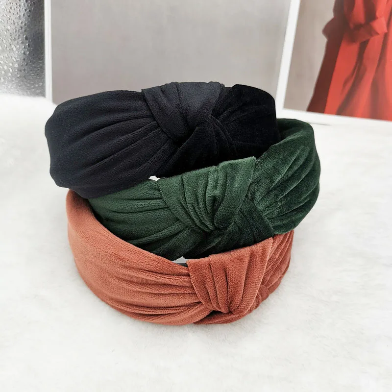 Аксессуары для волос женская бархатная широкая боковая повязка на голову со