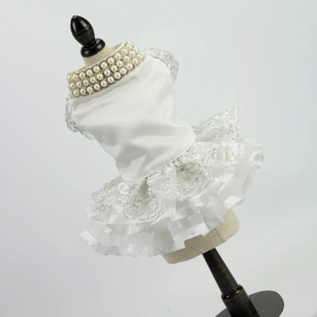 Платья для собак милые кружевные платья принцессы с жемчужинами дышащие юбки