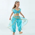 Детское летнее платье принцессы жасмин для девочек, костюм принцессы Аладдин, костюм на Хэллоуин, рождественское видение, топ, юбка, брюки, комплект из двух предметов