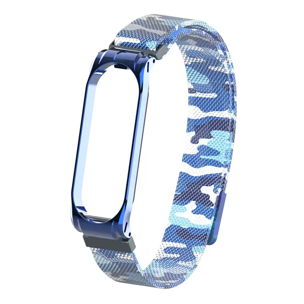Camouflage Bblue Сменный ремешок для наручных часов Xiaomi mi Band 3 4 красочные часы mi lanis из нержавеющей стали часы на магнитном ремешке браслет - Цвет: Camouflage Bblue