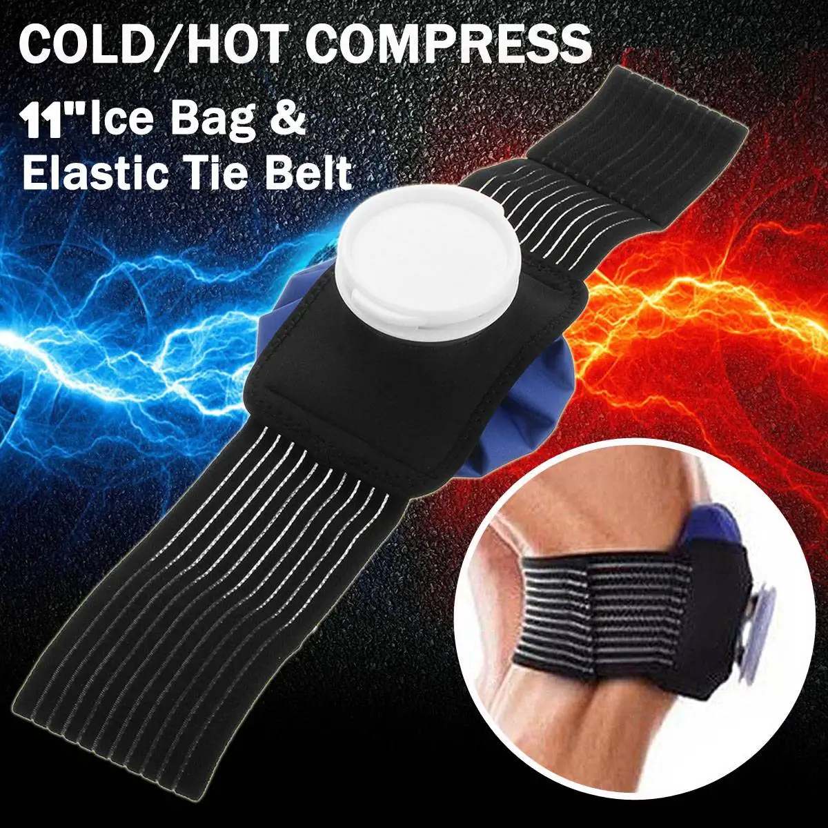 11'' Ice Bag Pack Protector Elastic Tie Belt Set Reusable Knee Head Leg Injury Pain Relief Ice Bag Outdoor Sport First Aid