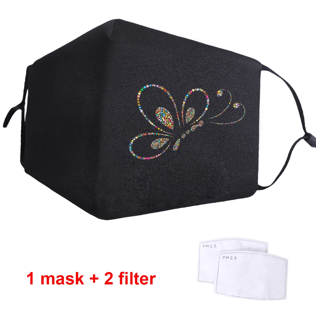 

Butterfly Print Face Mens Masks Breathable Dustproof Mouth Muffle with Filters Mask Washable Anti Haze 2020 New Fashion masque