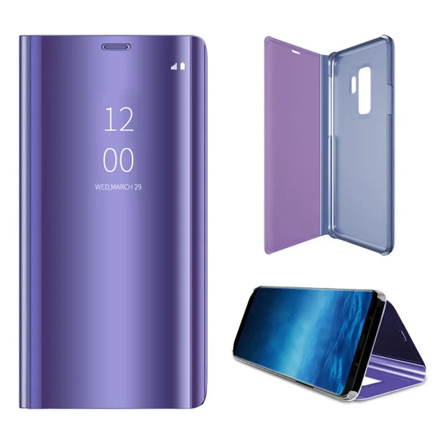 Purple blue Зеркальный флип-чехол для samsung Galaxy Note 10 Pro 9 8 A50 A40 A60 A70 A20e A30 A20 A10 A9 A7 A6 J4 J6 S8 S9 S10e S10 плюс 5g - Цвет: Purple blue