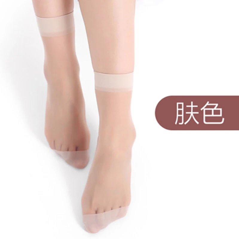 color Short Transparent 5D Crystal Silk Thin Section Breathable Nylon Socks Summer Solid Color Short Tube Sweat-absorbent Ladies Socks - Цвет: color