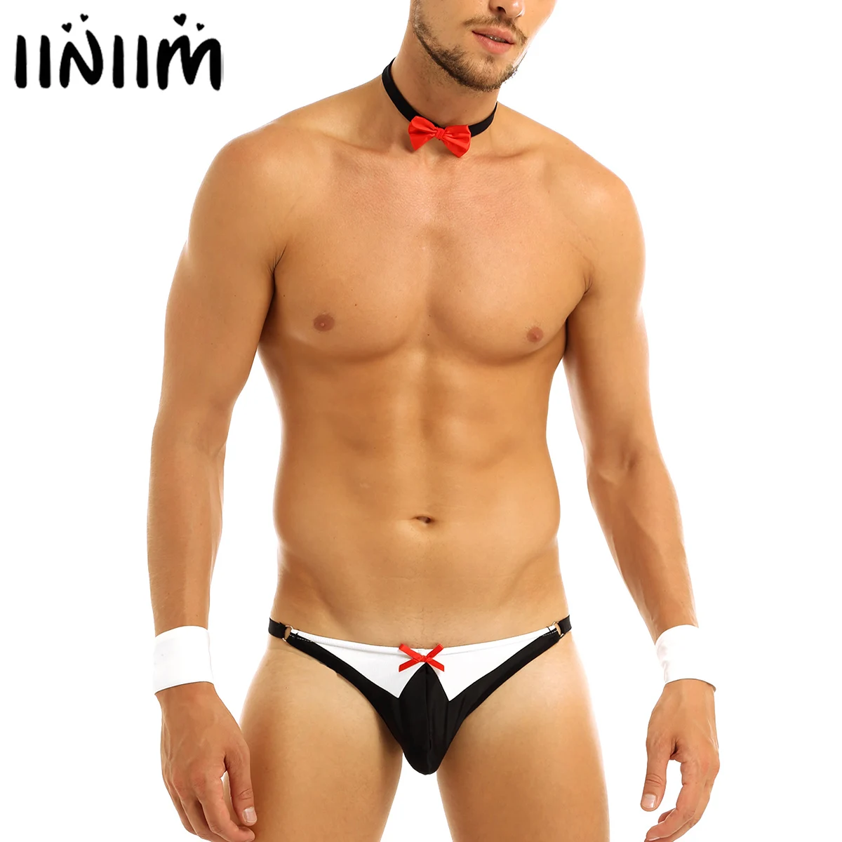 Iiniim/Мужское нижнее белье комплект трусы трусики галстук для смокинга стринги