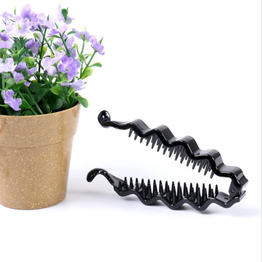 

1pcs Banana Hairpin For Women Abs Plastic Hair Clips Solid Black Wave Banana Hair Clip Hair Accessories For Lady