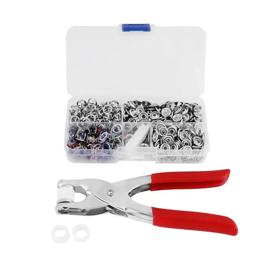 120 комплектов разноцветных металлических застежек кнопки + плоскогубцы