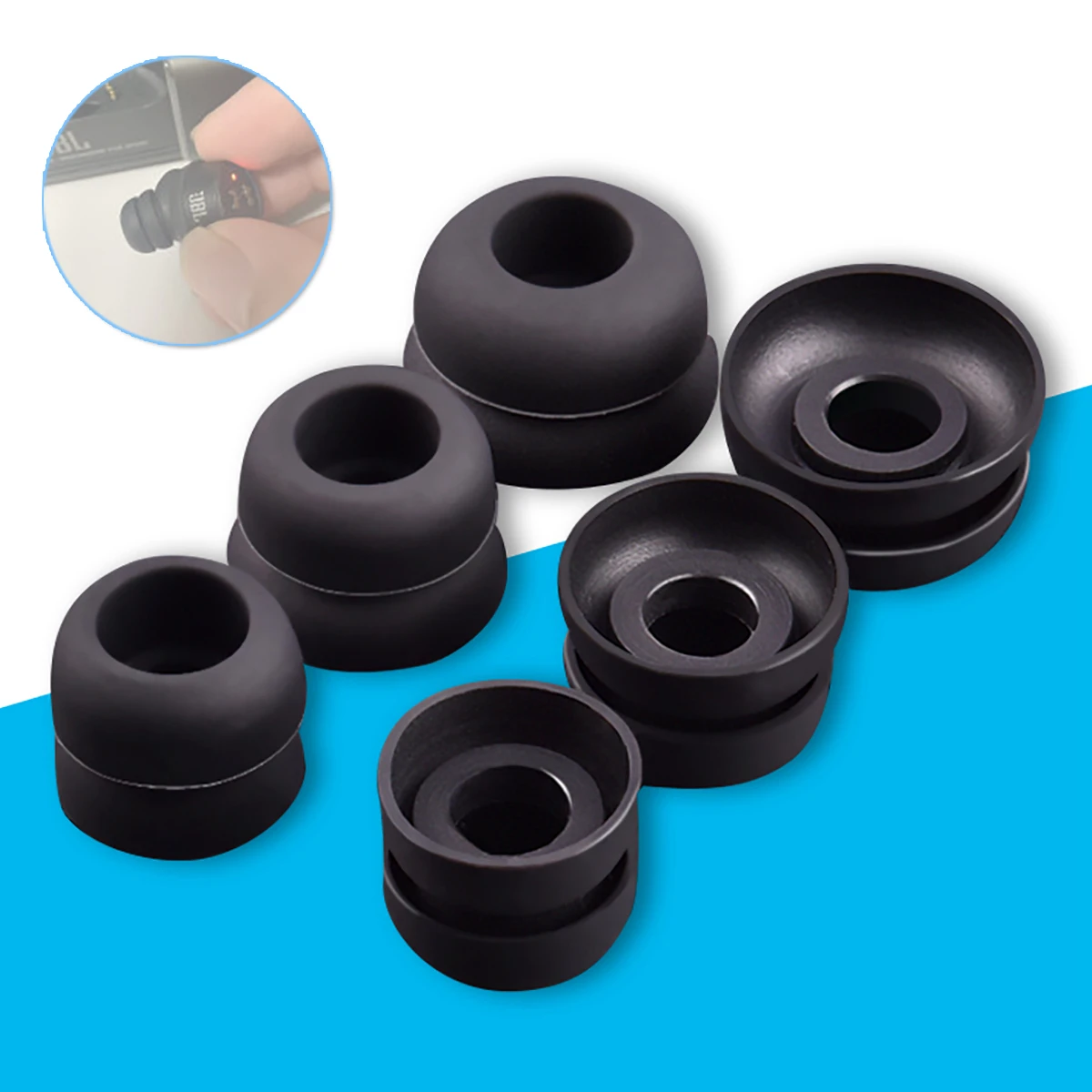 

6Pcs Silicone Ear Tips for JBL Project Rock Eartips UA FLASH TWS Tips IE80 4.5-6mm Diameters Anti-Slip Avoid Falling Off