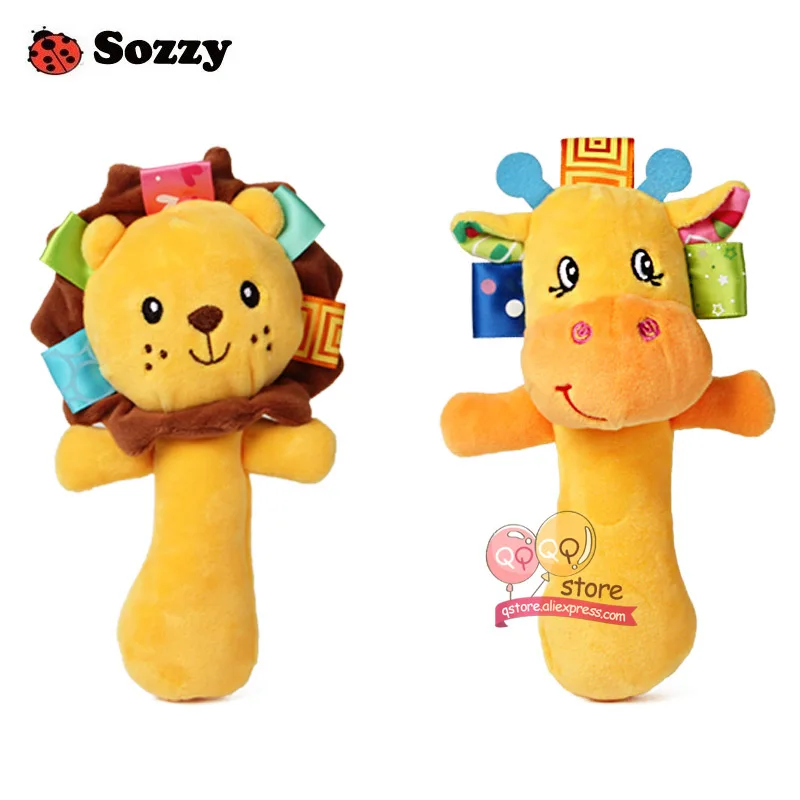 Sozzy милые плюшевые чучело детские погремушки скрипучий палочки игрушки колокольчики для детей новорожденный подарок комфорт 6 стилей слон