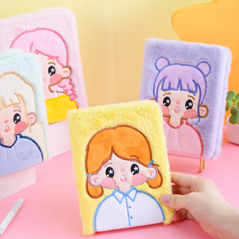 

Милый плюшевый блокнот Kawaii, канцелярские принадлежности для девочек милый дневник, планер 2020, 2021, 17x13 см, переплет