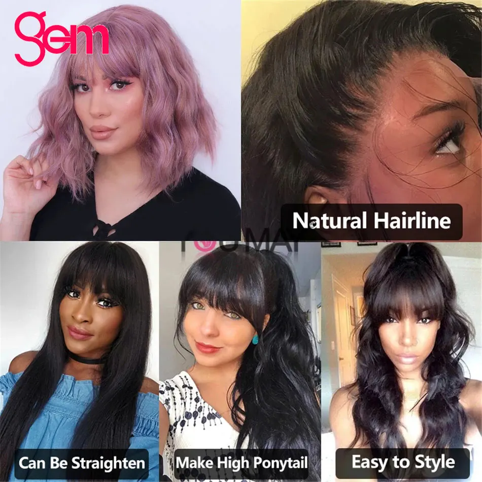 Парики из человеческих волос с челкой парики 28 дюймов драгоценным камнем волосы