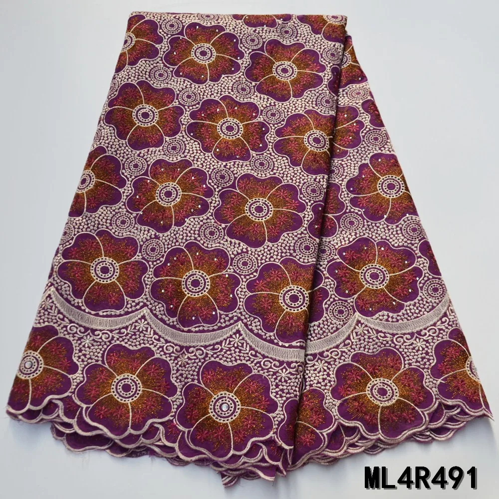 

BEAUTIFICAL nigerian lac fabrics High quality embroidery flowers cotton lace fabric 5yards voile lace african fabric ML4R491