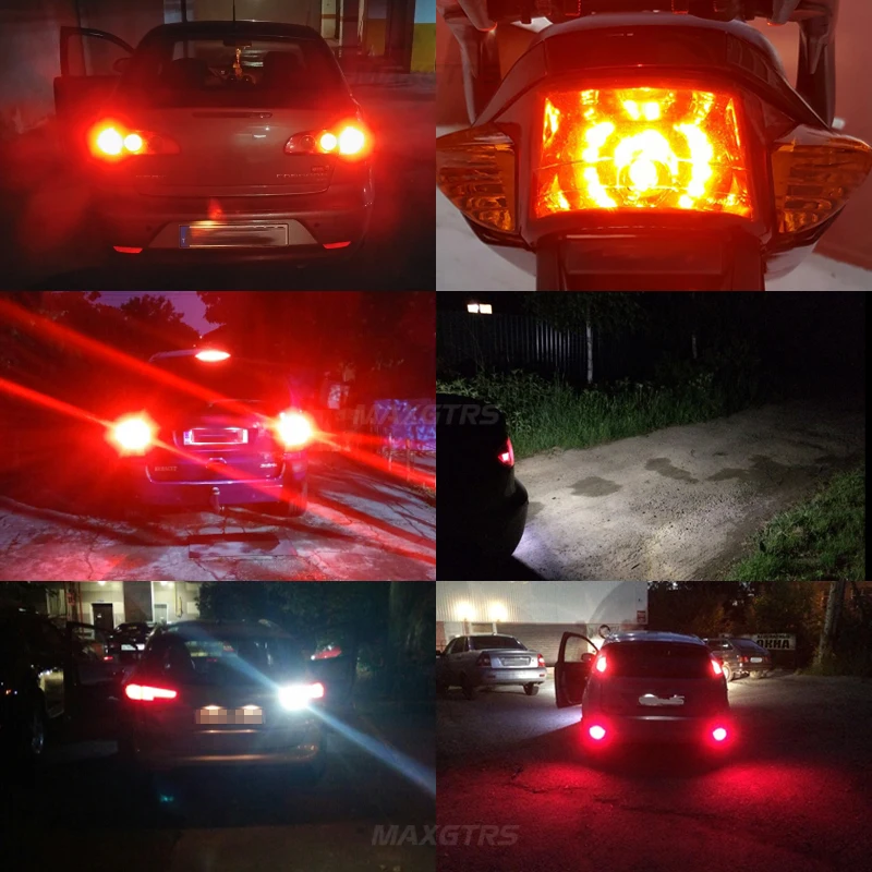 2x S25 1157 BAY15D P21/5 W светодиодный чип лампа автомобильный поворотный тормозной сигнал резервный светильник с линзой дневной ходовой светильник белый/желтый