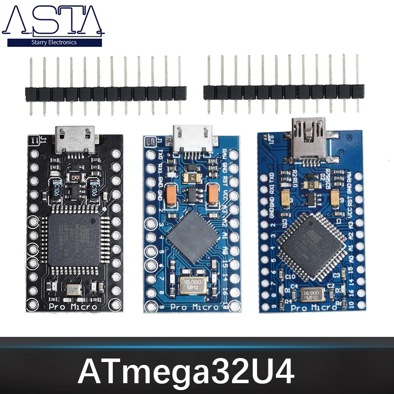 Pro Micro ATMEGA32U4 5V/16 МГц модуль с Загрузчиком для arduino Мини USB/Micro USB 2 ряда штыревой
