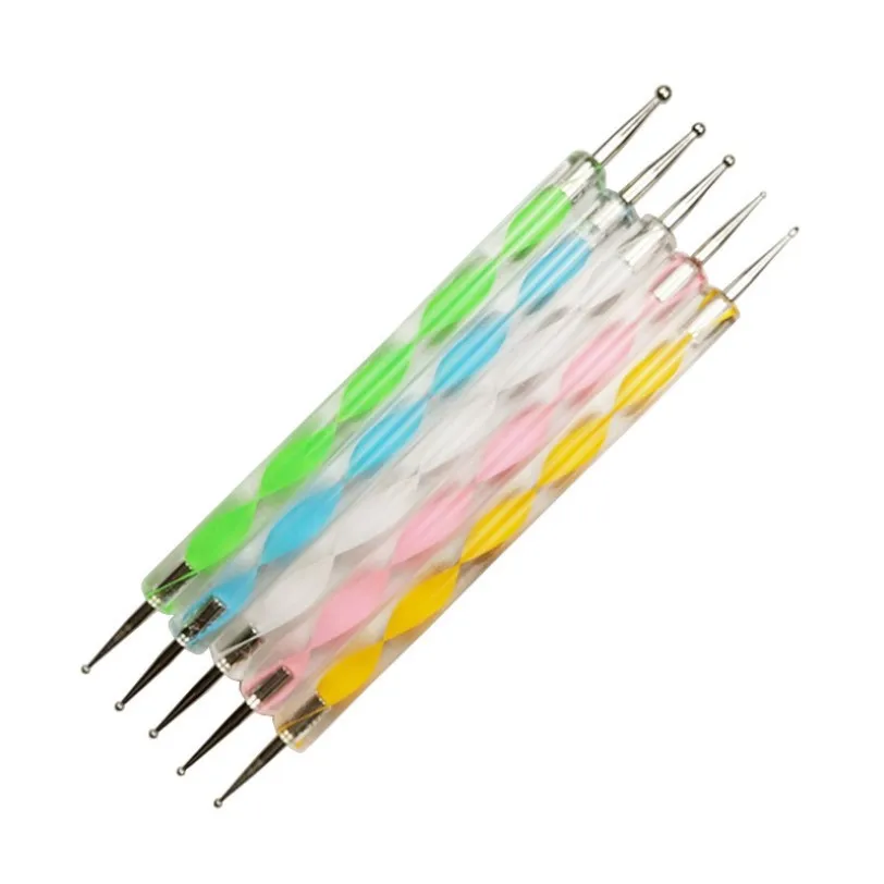 5 шт. упак. Профессиональный инструмент для дизайна ногтей 2 сторонняя ручка