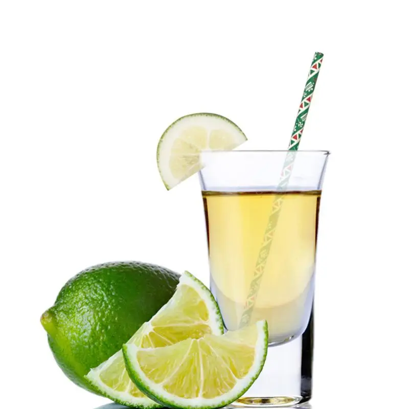 25 шт одноразовые соломинки для питья Рождественский дизайн Биоразлагаемые